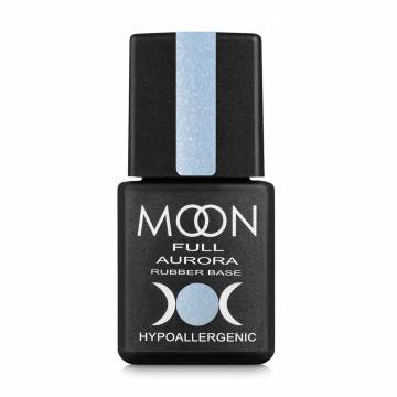 Каучуковая база для гель-лака Moon Full Aurora Rubber Base 2009 Голубой с мелким шиммером, 8 мл Каучуковая база для гель-лака Moon Full Aurora Rubber Base 2009 Голубой с мелким шиммером, 8 мл