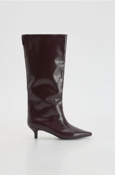 Reserved - Ботфорти на підборах kitten - буряковий - 176FF-83X