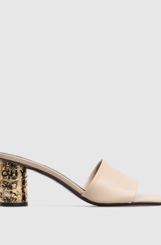 Бежевые кожаные мюли Tape