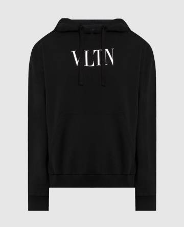 Черное худи с принтом логотипа VLTN Черное худи с принтом логотипа VLTN