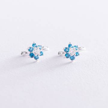 Серьги детские "Цветочки" (фианит) 12831 Серьги детские "Цветочки" (фианит) 12831
