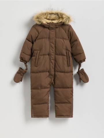 Reserved - Утеплений комбінезон з рукавичками - темно коричневий - 858ET-89X