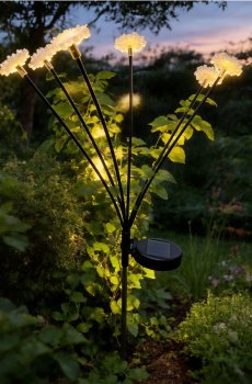 Сонячна садова лампа у формі квітів - білий