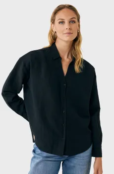 Женская черная льняная рубашка long sleeve Черный 40 Mexx MF006100151W