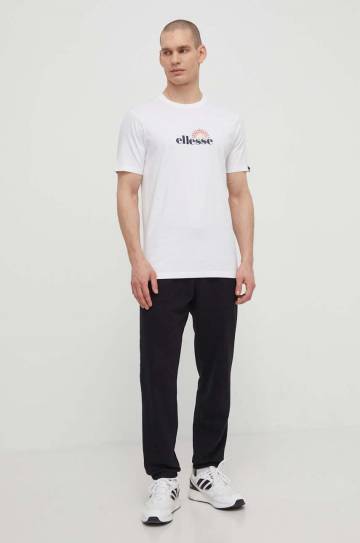 Хлопковая футболка Ellesse Trea T-Shirt мужская цвет белый с принтом SHV20126 Хлопковая футболка Ellesse Trea T-Shirt мужская цвет белый с принтом SHV20126
