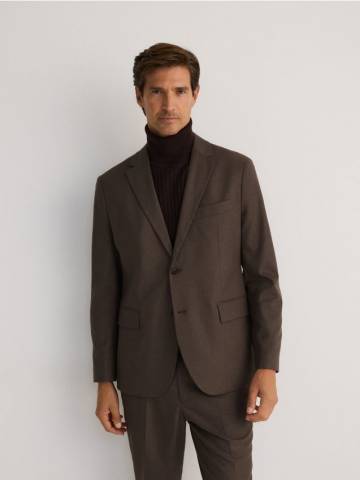 Reserved - Блейзер regular fit з віскози - коричневий - 7758H-88X Reserved - Блейзер regular fit з віскози - коричневий - 7758H-88X