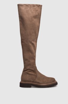 Коричневые замшевые ботфорты