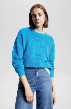 Женский голубой джемпер SMD TONAL TEXTURE Голубой M Tommy Hilfiger WW0WW39891