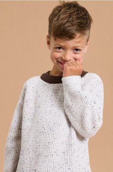 Светр з контрастним вирізом - бежевий