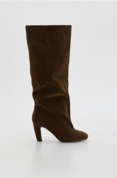 Reserved - Чоботи з імітації замші - темно коричневий - 886FF-89X