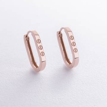 Серьги "Love" в красном золоте с08608 Серьги "Love" в красном золоте с08608