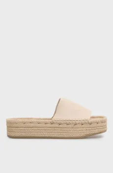 Женские пудровые кожаные слайдеры FLATF ESPA Розовый 37 Calvin Klein HW0HW03027