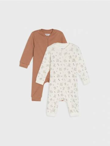 Бавовняний ромпер, 2 шт. - бежевий