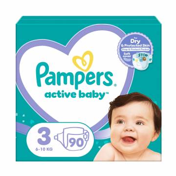 Подгузники Pampers Active Baby, размер 3 (6-10 кг), 90 шт Подгузники Pampers Active Baby, размер 3 (6-10 кг), 90 шт