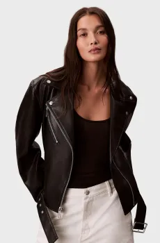 Женская черная косуха FAUX LEATHER MOTO JACKET W/BELT Черный XS Calvin Klein Jeans LV044C532G