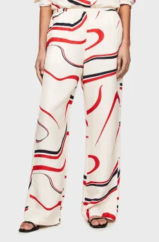 Женские белые брюки с узором RIBBON VISCOSE PULL ON Белый XS Tommy Hilfiger WW0WW41587