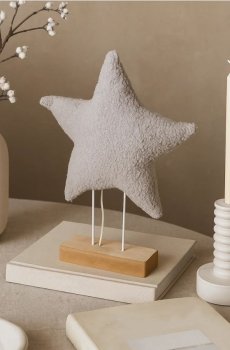 Плюшева LED-декорація у формі зірки - бежевий
