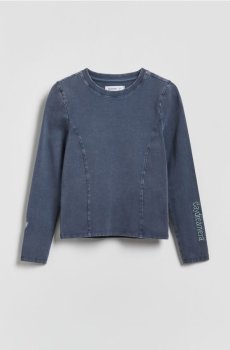 Reserved - Футболка з вареним ефектом - темно-синій - 827HT-95X