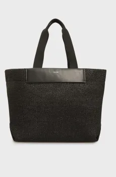 Женская черная сумка CK RAFFIA LARGE SHOPPER Черный ONESIZE Calvin Klein K60K613025