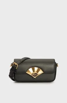 Женская черная кожаная сумка k signature fan sm crossbody Черный ONESIZE Karl Lagerfeld 240W3195