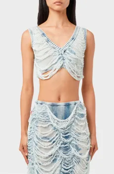 Женский голубой топ M-BLETILLA Голубой XS Diesel A14703 0BNCG