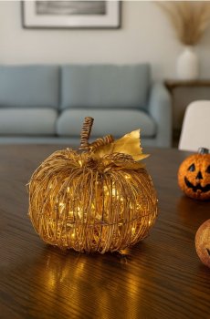 Світлова LED-декорація у формі гарбуза - бежевий