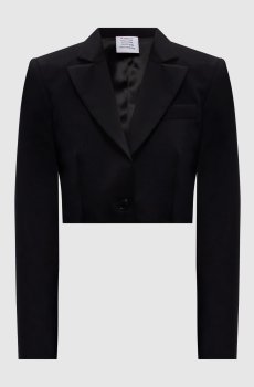 Черный укороченный жакет из шерсти