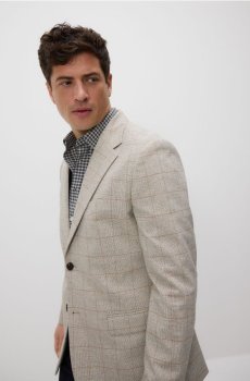 Reserved - Картатий блейзер slim fit - бежевий - YW751-80P