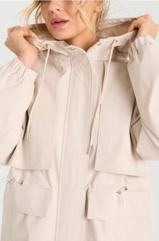 Парка з капюшоном та твіловими кишенями - нюдовий