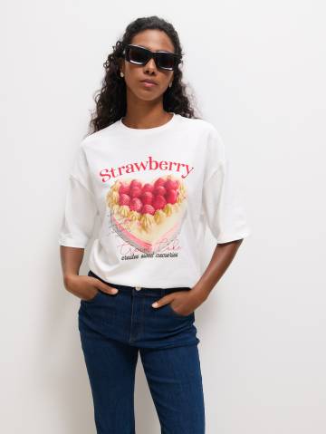 Mohito - Бавовняна футболка з принтом - білий - M Mohito - Бавовняна футболка з принтом - білий - M