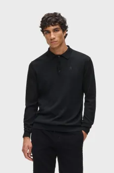 Мужское черное шерстяное поло Черный XL Karl Lagerfeld 554399.655007;990