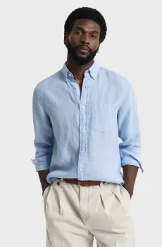 Мужская голубая льняная рубашка REG LINEN SHIRT Голубой XL Gant 3250076