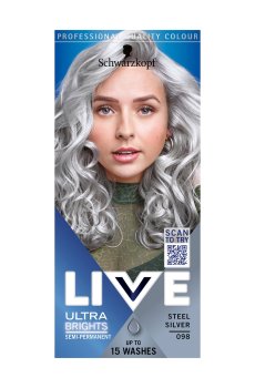 Полустойкая крем-краска для волос Schwarzkopf LIVE Ultra Brights 098 Steel Silver, 60 мл