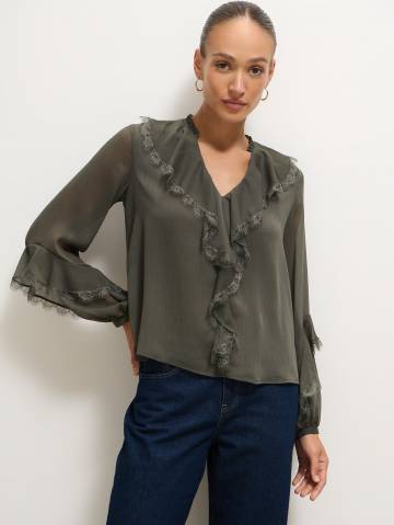 Mohito - Блузка з оборкою - зелений - 42