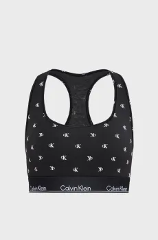 Женский черный топ с узором UNLINED BRALETTE Черный M Calvin Klein LV00QF8493