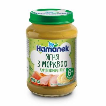 Детское мясо-овощное пюре Hamanek Ягненок с морковью и картофельным пюре, от 6 месяцев, 190 г Детское мясо-овощное пюре Hamanek Ягненок с морковью и картофельным пюре, от 6 месяцев, 190 г