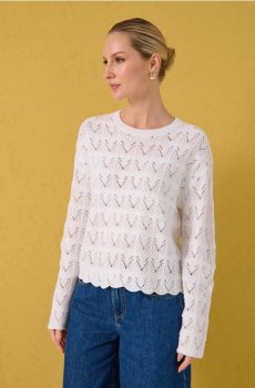 Ажурний светр - кремовий