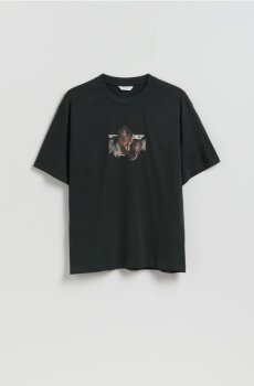 Reserved - Комфортна футболка з принтом - пильно-зелений - 729JM-97X