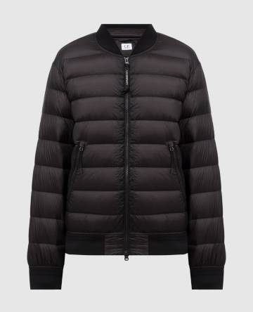 Черный пуховый бомбер с логотипом