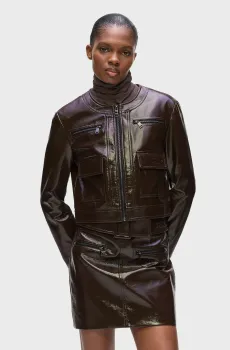 Женская темно-коричневая куртка patent Коричневый 38 Karl Lagerfeld A4W14044