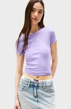 Женская сиреневая футболка TJW SLIM BADGE RIB Сиреневый S Tommy Jeans DW0DW17881