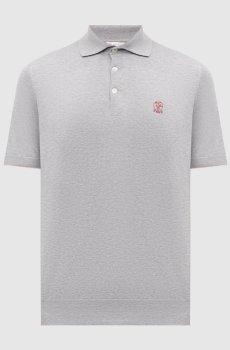 Серое маланжевое поло с вышивкой эмблемы