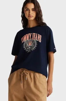 Женская темно-синяя футболка TJW RLX TIGER VARSITY TEE Синий XS Tommy Jeans DW0DW20212