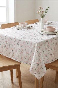 Скатертина з квітковим мотивом - білий