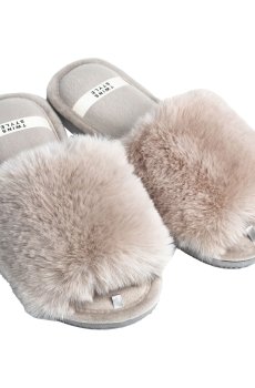 Женские домашние тапочки Twins HS-LUX меховые, открытые, Gray, размер 38-39 (25 см)