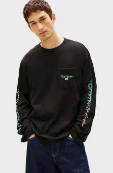 Мужской черный лонгслив RLX LA Черный M Tommy Jeans DM0DM22540