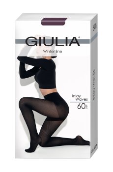 Колготки женские Giulia Inlay Waves с шортиками, 60 DEN, Deep Mahagony, размер 2