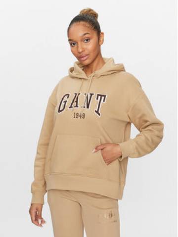 Gant Світшот Rel Logo Hoodie 4200726 Хакі Relaxed Fit Gant Світшот Rel Logo Hoodie 4200726 Хакі Relaxed Fit