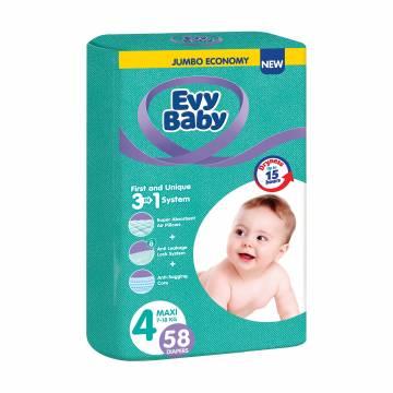 Подгузники Evy Baby Maxi размер 4 (7-18 кг), 58 шт Подгузники Evy Baby Maxi размер 4 (7-18 кг), 58 шт