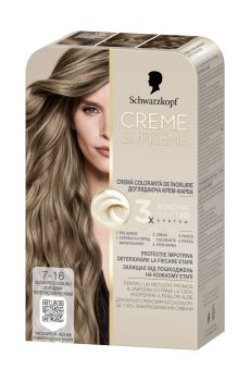 Перманентная крем-краска для волос Creme Supreme 7-16 Холодный пепельный русый, 182 мл